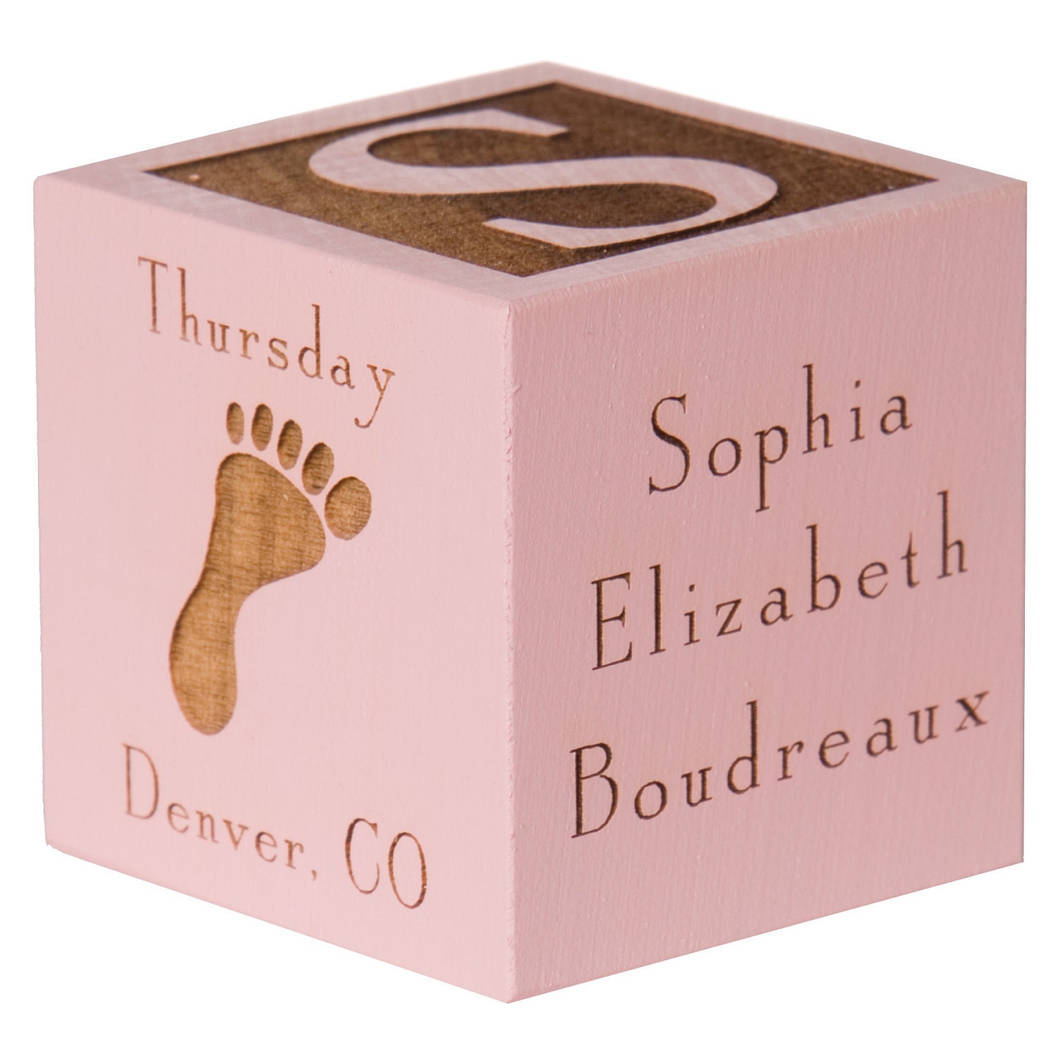 Personalized Baby Gift Baby Block Pink Baby Girl Gift