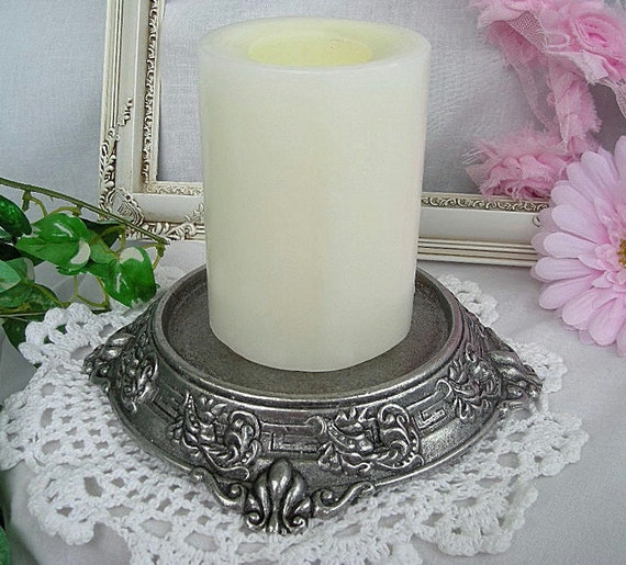 Vintage Candle Holder Pewter 4 Diameter Carson