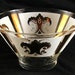 Large Vintage Glass Serving Bowl or Salad Bowl with Golden Wheat Design Vintage 1960s