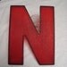Vintage Plastic 10" Slotted Drive-In Theater Sign Red Letter "N"