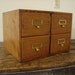 Antique Oak Wagemaker Library Card Catalog 4 Drawer File Recipe Box Photo Cabinet