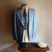 1970s Swank 2 pc Mens Suit Vintage Baby Blue Polyester Suit Jacket / Blazer / Sport Coat and Vest - Size 36 (SMALL)