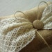 Wedding Bearer Pillow in Burlap/Hessian in Natural with Ribbon Accent