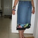 Upcycled Denim Tommy HIlfiger Boho Skirt Tropical Print OOAK Size 12 14