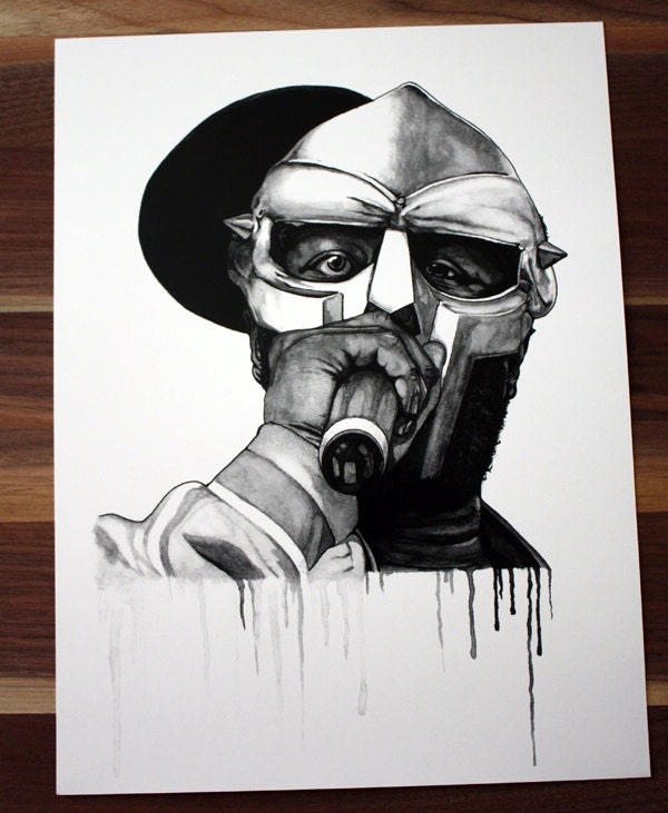 MF Doom print black and white