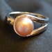 Sterling Silver, 925 and Pink / Champaign Colored Genuine Pearl Ring sz 7 or 8