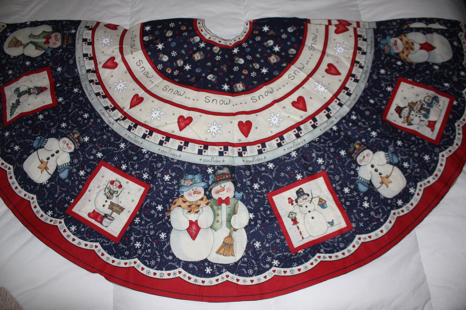 Tree Skirt Pre Printed Fabric Panel Pattern w/ SnowMen