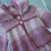 Feminine frilled hoodie with pink stripes - baby girl 3 - 6 months - hand knitted