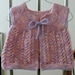 Pretty sleeveless cardigan vest, multi colours wool, baby girl to about 6 months - handknit