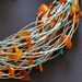 Organic Linen Necklace Raw Amber Necklace with Turquoise Modern Multistrand Necklace
