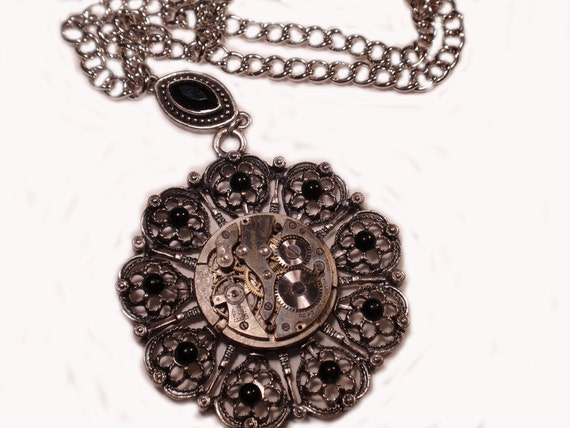 Steampunk Necklace Striking Victorian Themed Pendant Gun