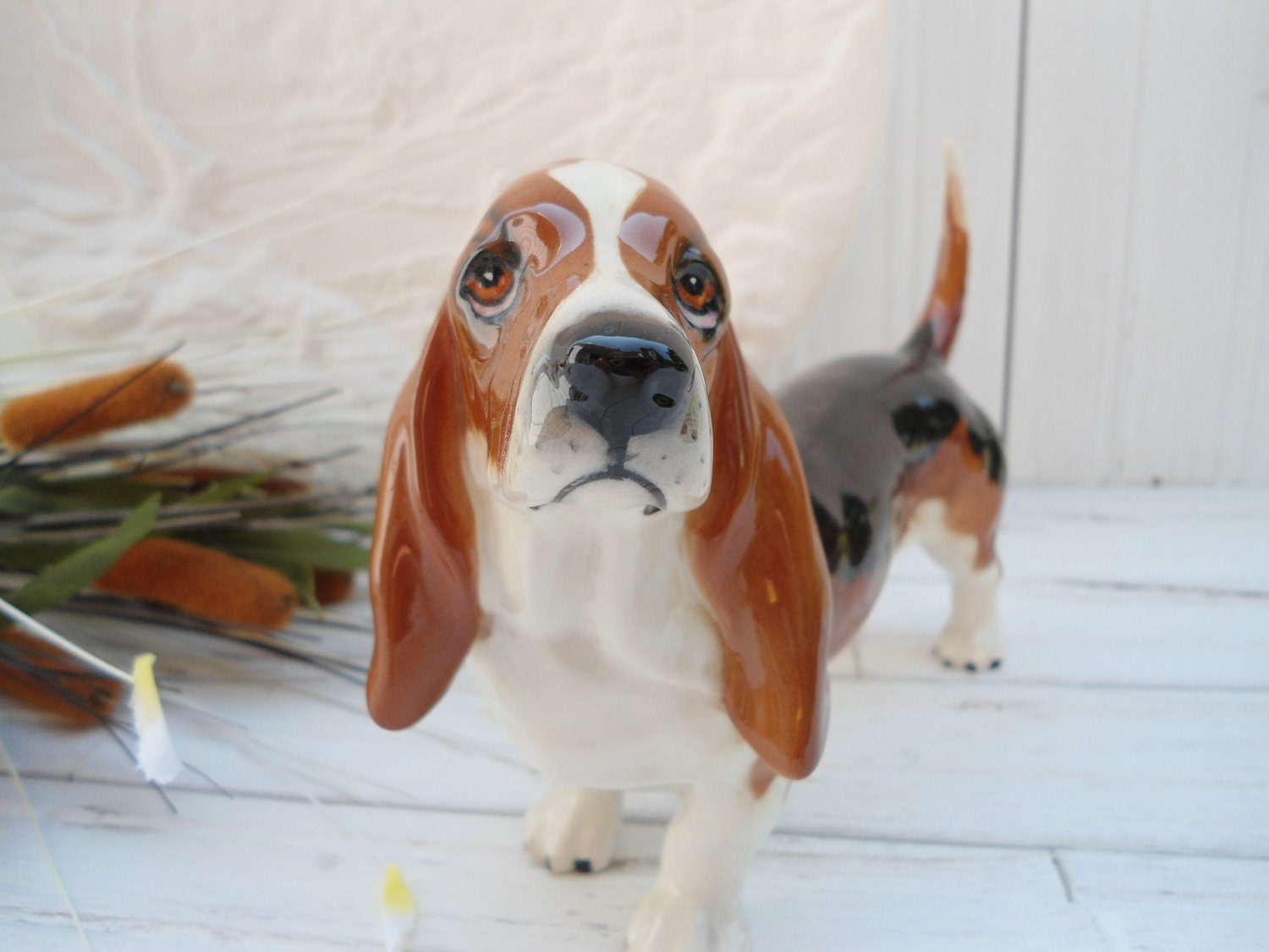 vintage basset hound statue