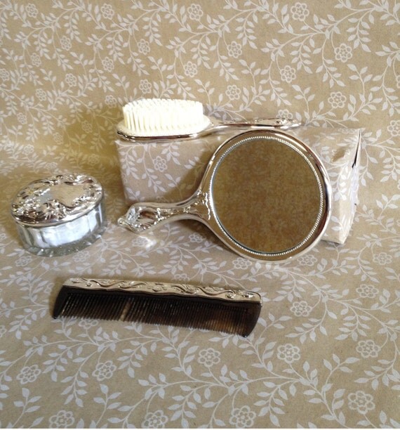 Vintage Vanity Mirror Brush Set