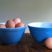 Pair of Vintage Blue Pyrex Glass Bowls 1.5 pint