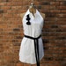 Sexy Black and White Bow Tie Full Kitchen Apron "Ross" Upcycled from Collared Button Down Shirt