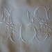 RESERVED French linen embroidered sheet, 88.5 wide, monogram