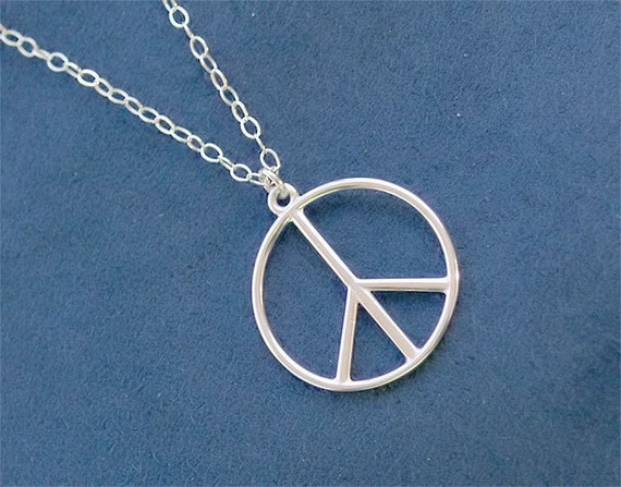 Sterling Silver Peace Necklace Solid 925 Sterling Silver