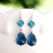 Teal and Navy on Sterling Earwire - Sapphire Blue Drop Earrings - Bridesmaid Earrings, Bridal, Gifts, Something Blue