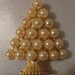 Vintage PEARLS Christmas Tree Brooch Pin Mid Century Goldtone Signed