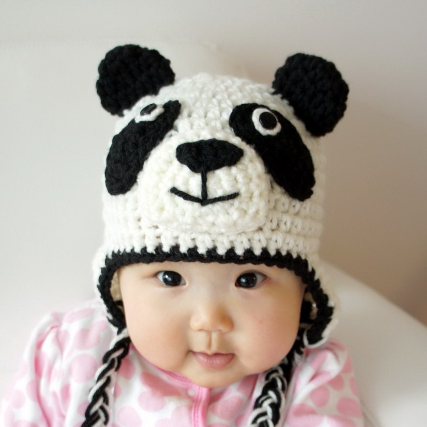 Panda Hat Panda Bear Crochet Baby Hat Baby Hat Animal Hat