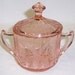 Jeannette Pink FLORAL POINSETTIA Depression Glass Sugar Bowl with Lid