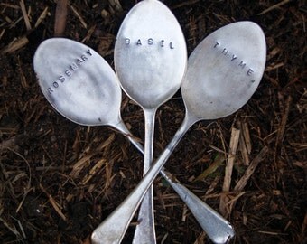 Vintage Silverware Garden Marker Set Herb