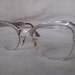 Bausch & Lomb Horned Rimmed Cateye eyeglasses Vintage 1950's silver metalic frames with leaves and other etching in frames