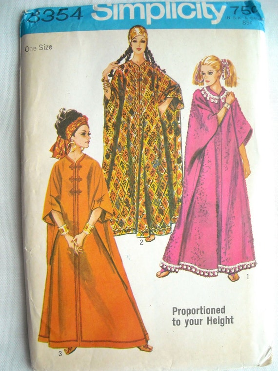Vintage Caftan Pattern Simplicity 8354 Very By | vintage caftan pattern simplicity 8354 very boho chic 1960s Vintage Caftan Pattern Simplicity 8354 Very By | vintage caftan pattern simplicity 8354 very boho chic 1960s
