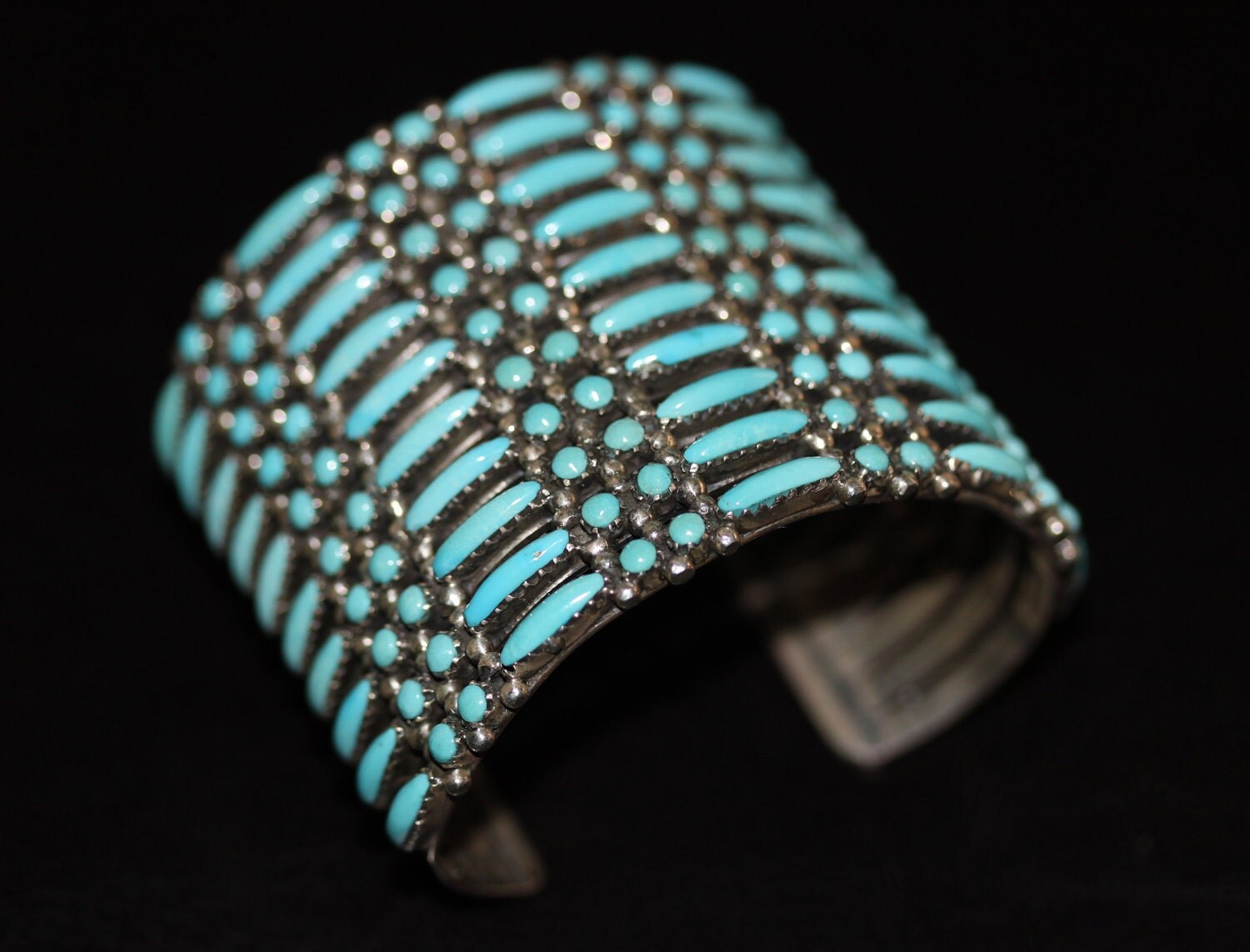 Turquoise Silver Hand Crafted Cuff Stamped JM Sterling