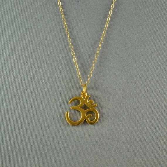 Beautiful Ohm Necklace Satin Finish Vermeil Style 14K Gold