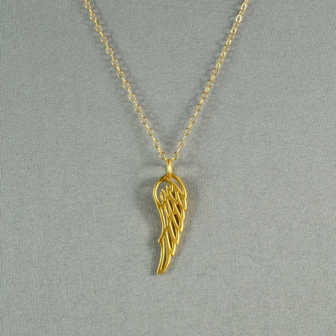 Angel Wing Necklace 24K Gold Vermeil 14K Gold Filled Chain