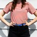 80s Red and White Striped Sailor T-Shirt