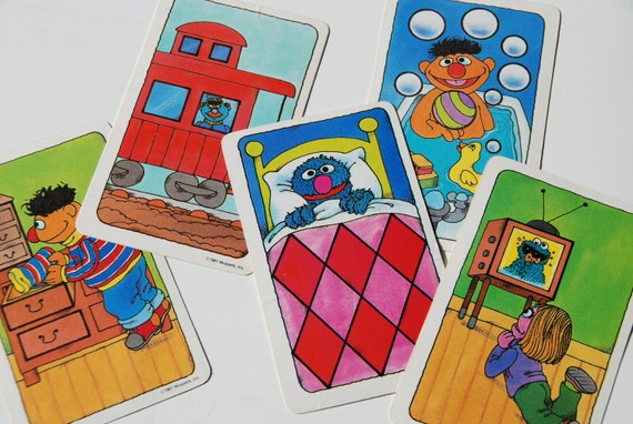 Items similar to Vintage 1981 Sesame Street Shape Cards on Etsy