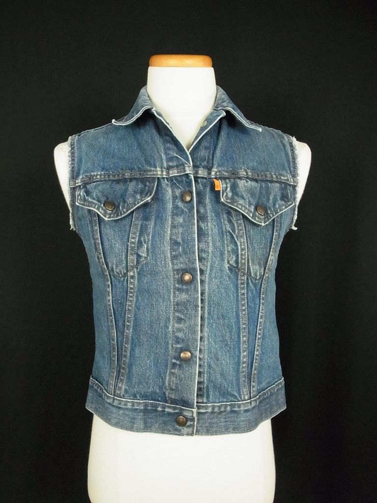 Vintage 70's Levi's Cut Off Denim Jean Vest Men XXS-XS