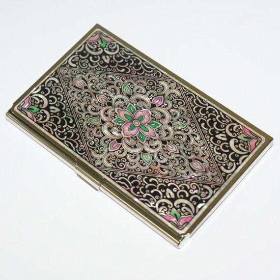 Lacquer Nacre Mother of pearl Business card holder credit ID