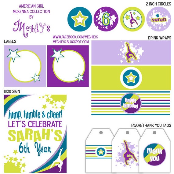 American Girl McKenna / Gymnastics Party / DIY Printables Il_570xn