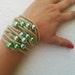 Hand-crochet Rope Bracelet with green beads, beach,boho, lolita,wristband,wriststrap