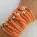 Hand-crochet Rope Bracelet with orange beads, beach,boho, lolita,wristband,wriststrap