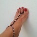 Pink colored beads macrame hand crochet Foot jewelry Anklet, Nude shoes, Foot jewelry, Wedding, Victorian Lace, Sexy, Lolita, Yoga, Anklet