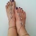 Brown Barefoot Sandals with silvery bead, Nude shoes, Foot jewelry, Wedding, Victorian Lace, Sexy, Lolita, Yoga, Anklet,gypsy sandals