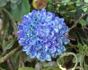 Glittered Purple Pompom Mum Alligator Hair Clip- Handmade Floral Headpiece