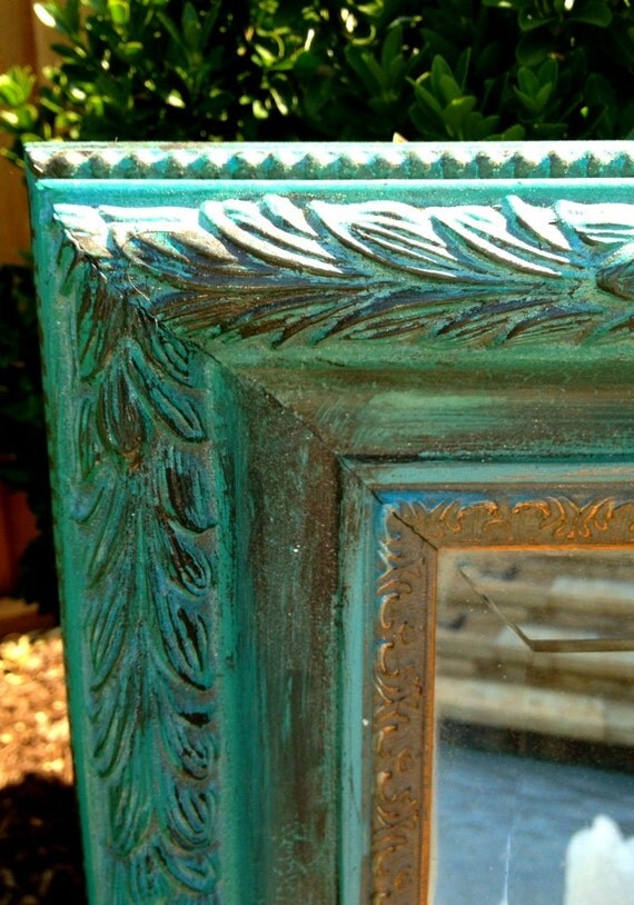Turquoise Wall Mirror by ElizabethLaneBoutiqu on Etsy