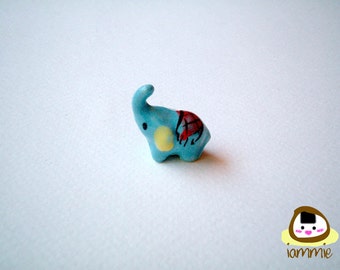 Little Light Blue Ceramic Elephant: mini animal, ceramic animal, miniature elephant, small animal, little animal, miniature animal, iammie