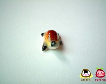Miniature Ceramic Turtle, tortoise, black, yellow, brown, porcelain animal, small turtle, tiny animal, small animal, mini turtle, iammie