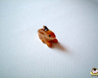 Miniature Brown Ceramic Bunny, rabbit, desk buddy, miniature animal, small bunny, tiny animal, small animal, mini rabbit, little, iammie