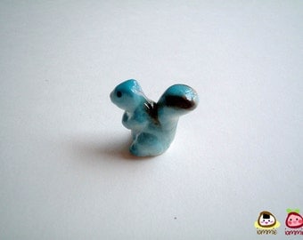 Miniature Light Blue Ceramic Squirrel Figure, ceramic animal, miniature animal, animal figure, little animal, mini, tiny, iammie