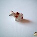 Miniature White and Brown Ceramic Cow, ox, porcelain animal, small, tiny animal, small animal, mini cow, farm, iammie, lammie, cow figure