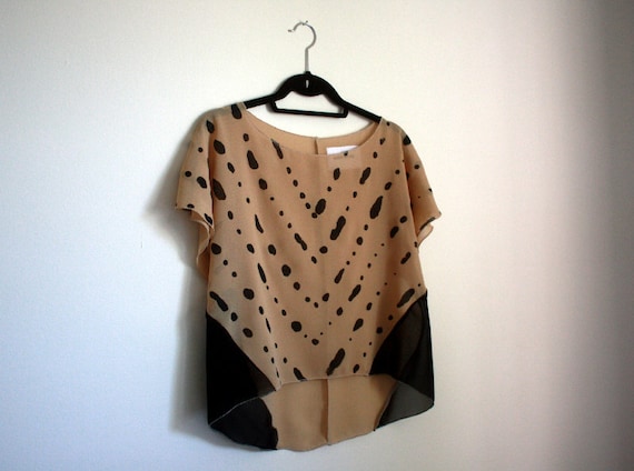 Handprinted Top Sheer Blouse Womens Shirt by peoplelikeart on Etsy