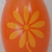 Vintage retro glass cookie jar orange with yellow fiower