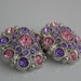 Light Pink/Purple Flower Centers Acrylic Rhinestone Button Embellishments-27mm-Set of 2- Limited Quantities Flower Centers